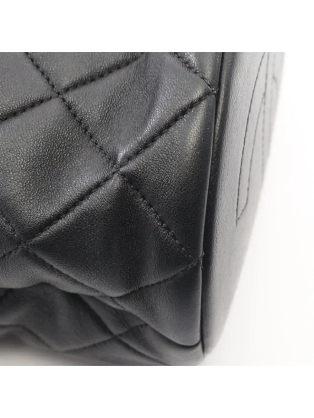 Chanel Shoulder Bag Quilted 2-Way Black Leather Pearl Handle